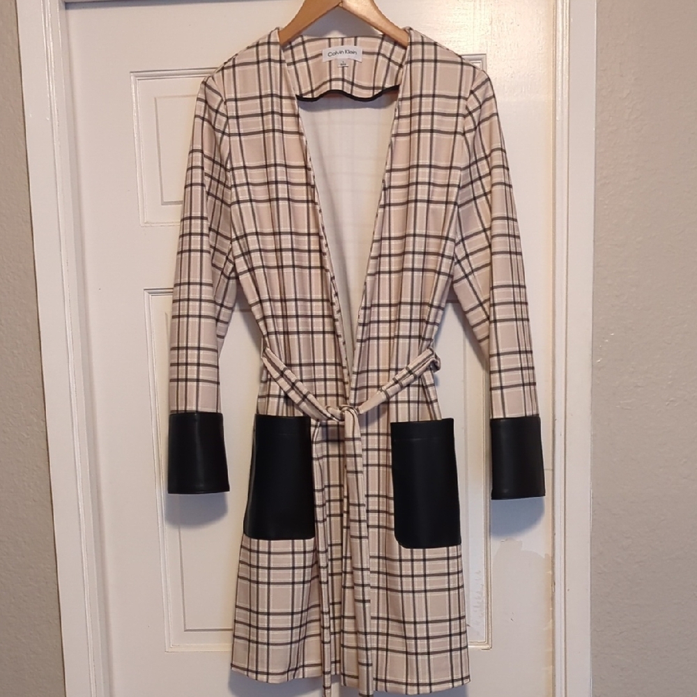 FINAL PRICE DROP Calvin Klein Plaid Duster/Coat NWOT size 10